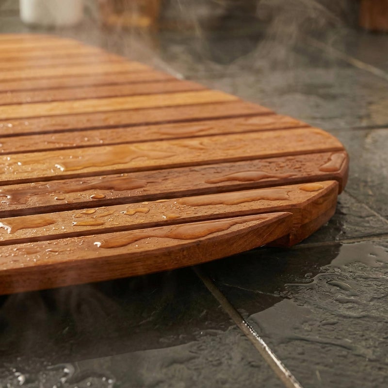 Bare Decor Dania Corner Shower Spa Mat, 24 by 24-Inch, Solid Teak Wood and Oiled Finish - Image 5